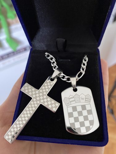 Croatian Grb and Prayer Cross Necklace - Stainless Steel photo review