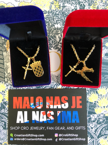 Croatian Map and Cross Necklace Gold or Silver Plated photo review
