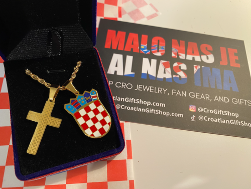 Croatian Grb Pendant and Checkered Cross Necklace with Enamel Color photo review