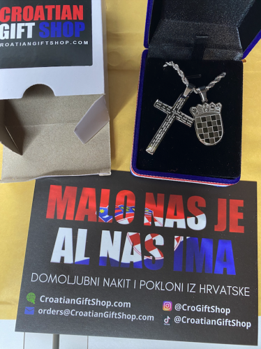 Croatian Grb and Oče Naš Cross Necklace Gold/Silver photo review