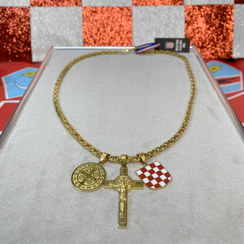 Hrvatski Povijesni Grb u Boji s Medaljom i Križem sv. Benedikta – Kraljevski Vez - Image 7