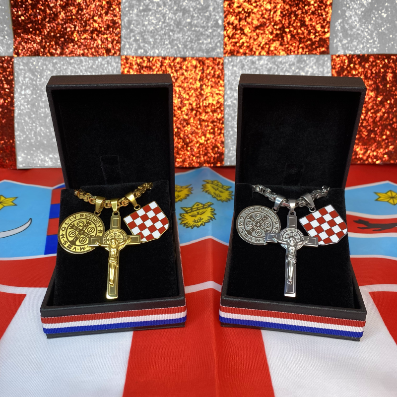 Hrvatski Povijesni Grb u Boji s Medaljom i Križem sv. Benedikta – Kraljevski Vez - Image 3