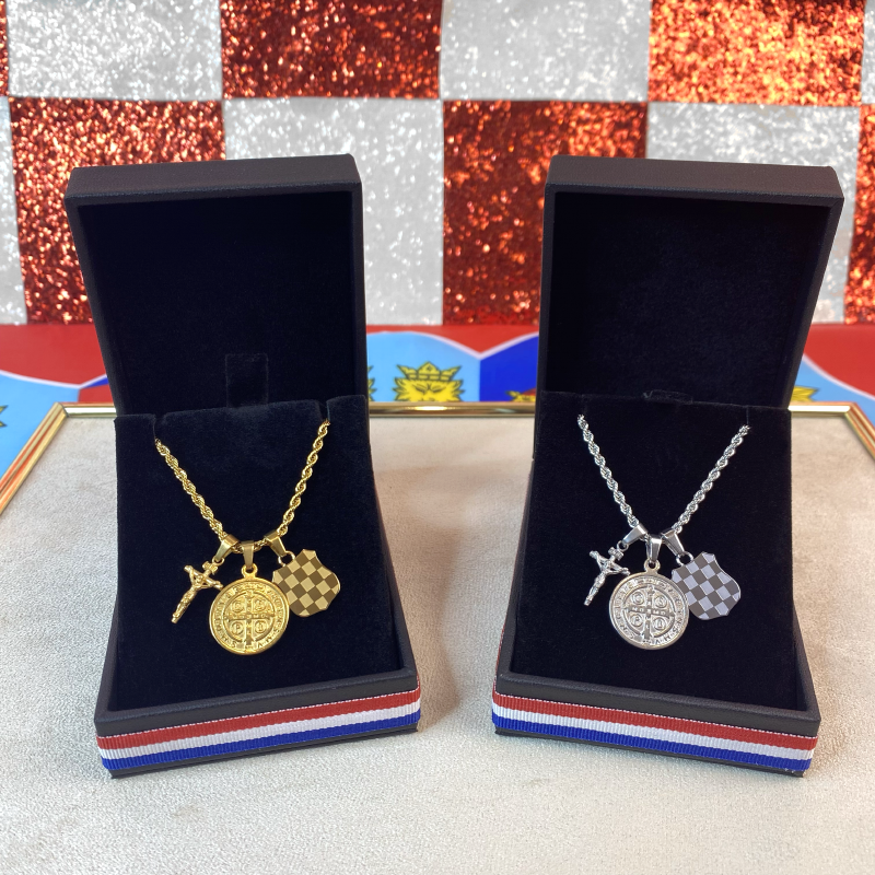 Mali Grb Herceg Bosne s Križem Isusa i Medaljom Sv.Benedikta Lančić - Pleteni Vez - Image 3