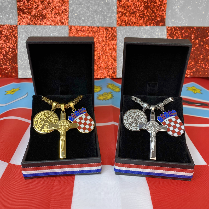 Hrvatski Grb u Boji s Medaljom i Križem sv. Benedikta – Kraljevski Vez - Image 3