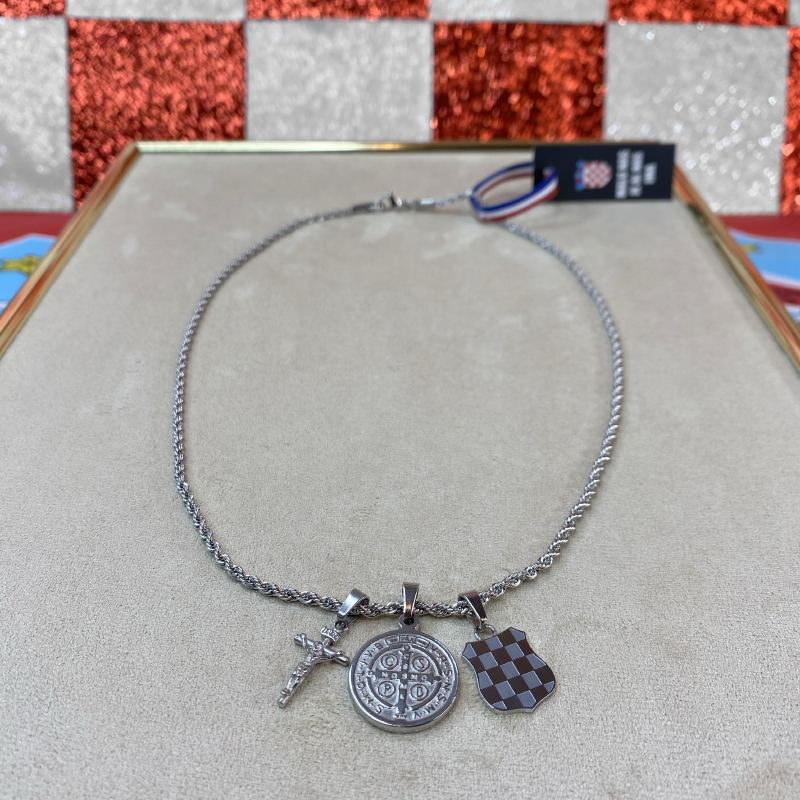 Mali Grb Herceg Bosne s Križem Isusa i Medaljom Sv.Benedikta Lančić - Pleteni Vez - Image 7