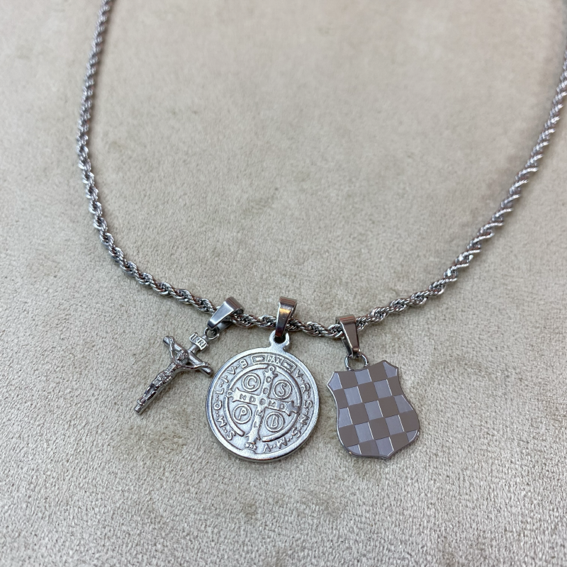 Mali Grb Herceg Bosne s Križem Isusa i Medaljom Sv.Benedikta Lančić - Pleteni Vez - Image 6