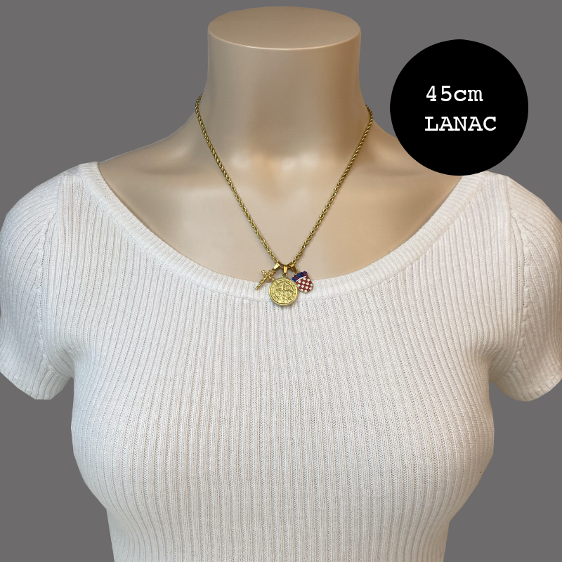 Mali Hrvatski Grb u Boji s Križem Isusa i Medaljom sv. Benedikta Lančić – Pleteni Vez - Image 8