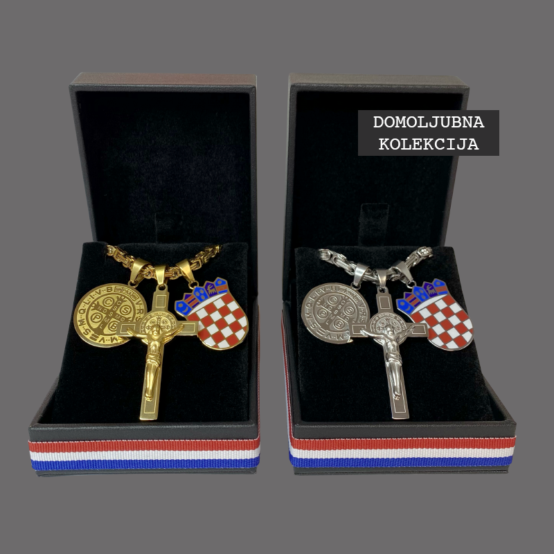 Hrvatski Grb u Boji s Medaljom i Križem sv. Benedikta – Kraljevski Vez