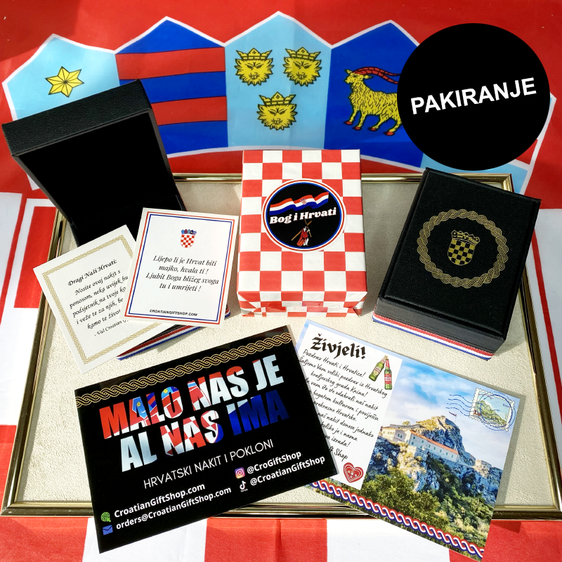 Mali Hrvatski Grb u Boji s Križem Isusa i Medaljom sv. Benedikta Lančić – Pleteni Vez - Image 10